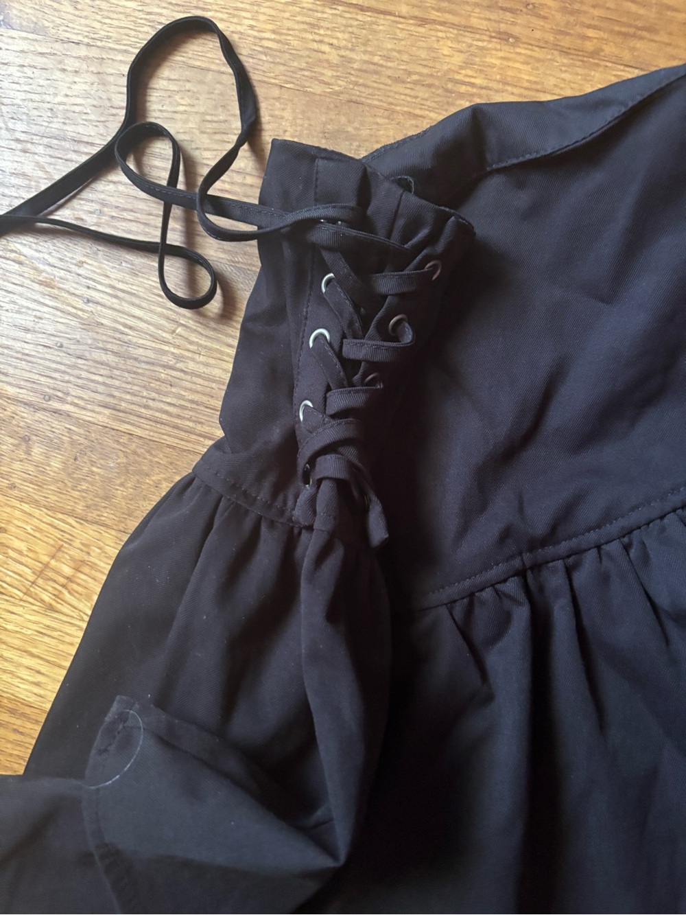 Black Tiered Lace-Up Mini Skirt - Picture 2 of 2